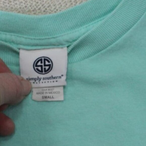 Simply Southern Small Long Sleeve Mint Green Shirt Stamps Of The South Cotton Ca - Picture 5 of 9